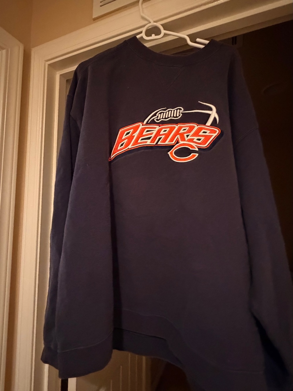 Fanatics Navy Bears Crewneck Sweatshirt with Orange Accent